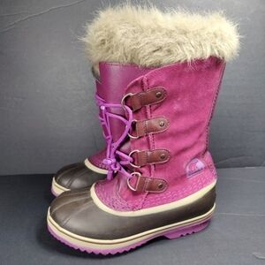Sorel Joan of Arctic Brown/Purple Leather Waterpoof Women's Winter Boots Size 4